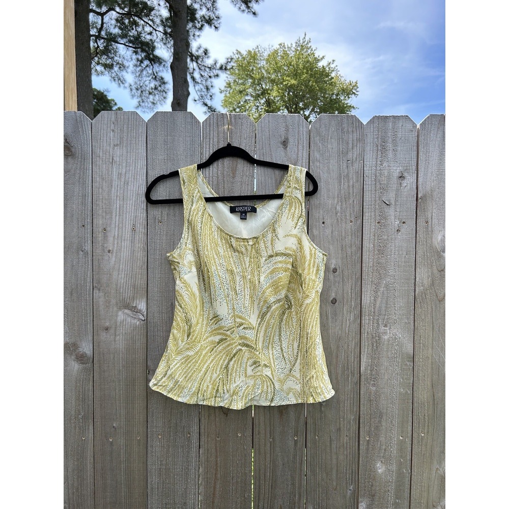 Kasper Tank Size 14 Leaf Floral Dot Light Spring‎ Work Summer Fairy